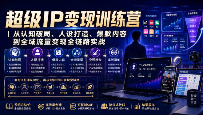 超级IP变现训练营|从认知破局、人设打造、爆款内容到全域流量变现全链路实战-副业网创