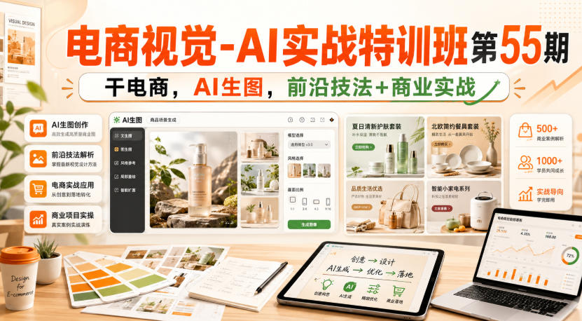 电商视觉-AI实战特训班第55期，干电商，AI生图，前沿技法+商业实战-副业网创