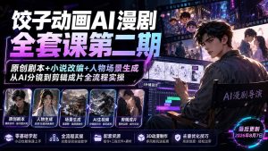 饺子动画AI漫剧全套课第二期:原创剧本+小说改编+人物场景生成,从AI分镜到剪辑成片全流程实操-副业网创