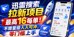 迅雷搜索拉新项目，最高16每单！不限量级人人可冲，零门槛上手(更新0807)-副业网创