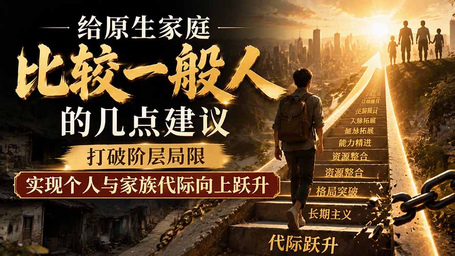 付费文章:给原生家庭比较一般人的几点建议,打破阶层局限,实现个人与家族代际向上跃升-副业网创