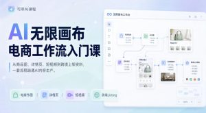 AI无限画布电商工作流入门课，从电商图片、详情页、带货视频到TK亚马逊产品上架模板实战,一套课程搞定-副业网创