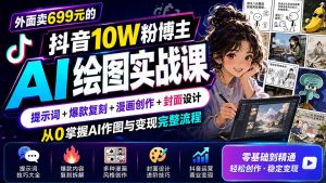 外面卖699元的抖音10W粉博主AI绘图实战课：提示词+爆款复刻+漫画创作+封面设计，从0掌握AI作图与变现完整流程-副业网创