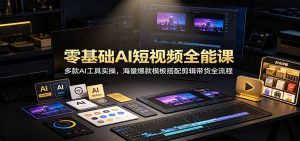 零基础AI短视频全能课：多款AI工具实操，海量爆款模板搭配剪辑带货全流程-副业网创