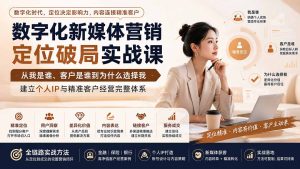 数字化新媒体营销定位破局实战课：从我是谁、客户是谁到为什么选择我，建立个人IP与精准客户经营完整体系-副业网创
