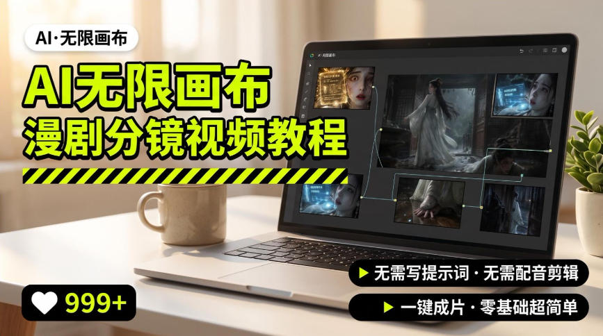 AI无限画布制作爆款漫剧分镜视频搭建教程,无需写脚本,无需制作音频,一键制作超简单-副业网创