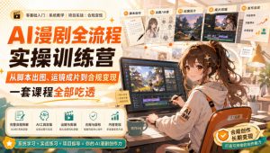 AI漫剧全流程实操训练营，从脚本出图、运镜成片到合规变现，一套课程全部吃透-副业网创