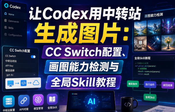 让Codex用中转站生成图片：CC Switch配置、画图能力检测与全局Skill教程-副业网创
