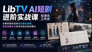 LibTV AI短剧进阶实操课标准化工作流;从素材创作走向专业镜头叙事,告别零散学习单项功能的低效模式-副业网创