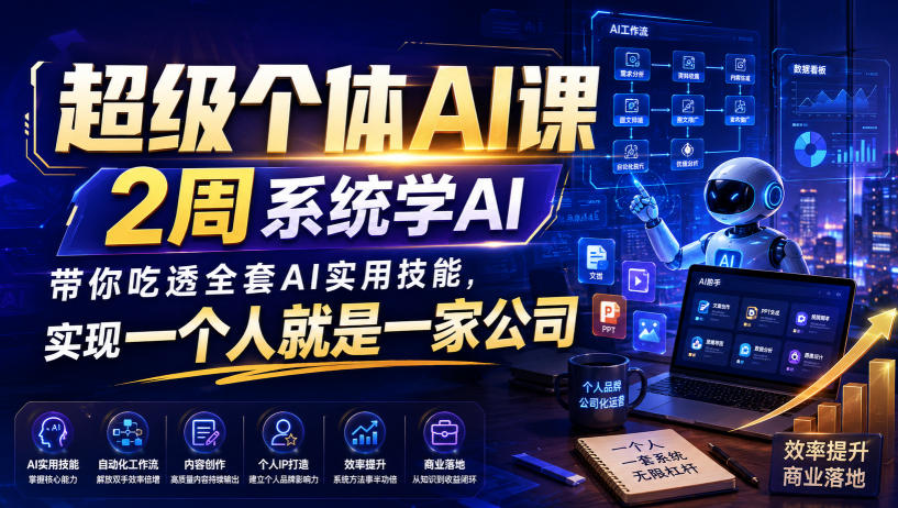 超级个体AI课，2周系统学AI，带你吃透全套AI实用技能，实现一个人就是一家公司(更新0818)-副业网创