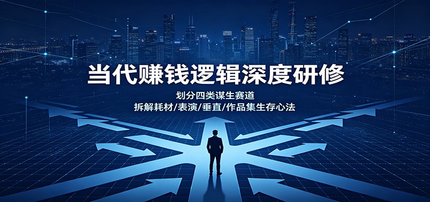 当代赚钱逻辑深度研修：划分四类谋生赛道，拆解耗材/表演/垂直/作品集生存心法-副业网创