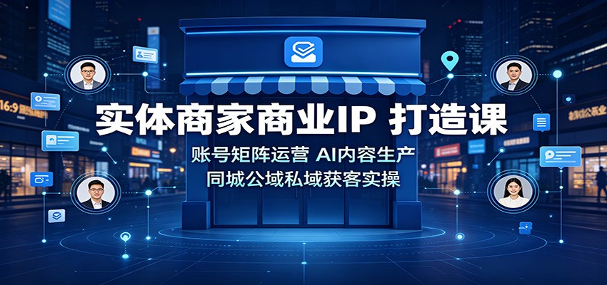 实体商家商业IP打造课：账号矩阵运营，AI内容生产，同城公域私域获客实操-副业网创