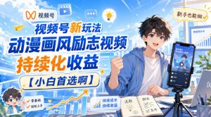 视频号新玩法动漫画风励志视频，持续化收益【小白首选啊】-副业网创