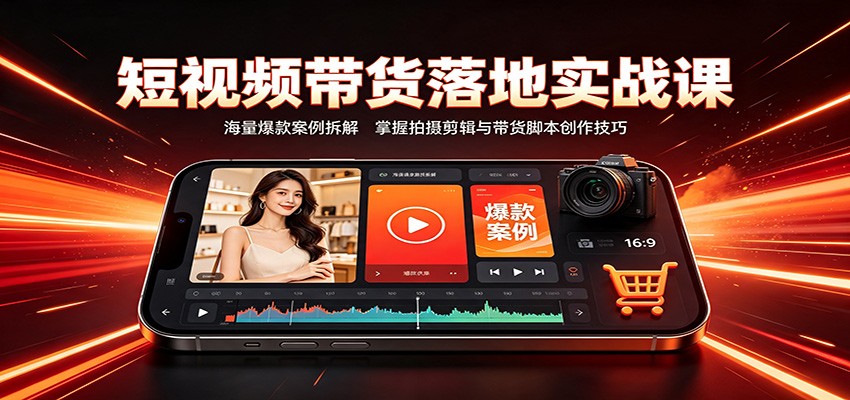 短视频带货落地实战课:海量爆款案例拆解,掌握拍摄剪辑与带货脚本创作技巧-副业网创