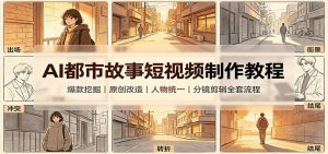 AI都市故事短视频制作教程：爆款挖掘原创改造，人物统一分镜剪辑全套流程-副业网创