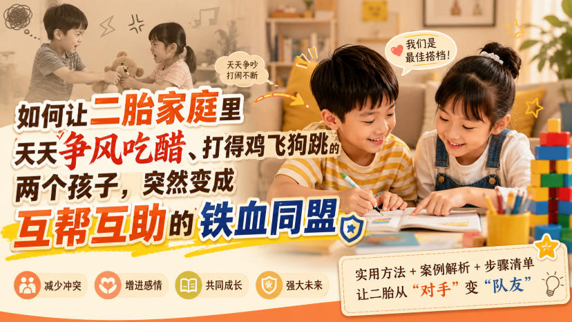 付费文章：如何让二胎家庭里天天争风吃醋、打得鸡飞狗跳的两个孩子，突然变成互帮互助的铁血同盟？-副业网创