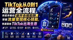 TikTok从0到1运营全流程,手把手教你避开合规陷阱,掌握流量变现核心技能,快速落地TikTok出海生意(更新8月)-副业网创