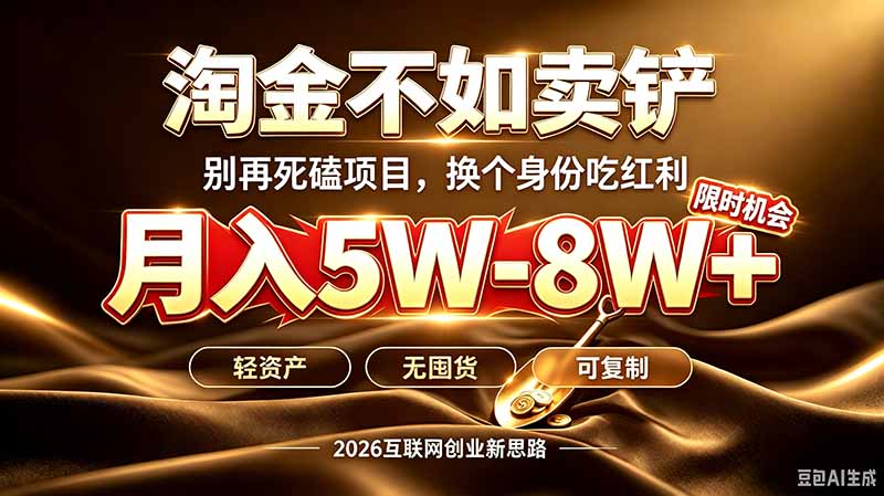 别再傻乎乎埋头跑项目！互联网真正赚钱逻辑：做卖铲人，拒绝当韭菜，逆风翻盘月入5-8W+-副业网创