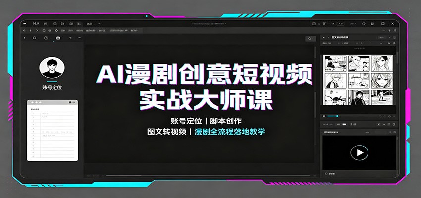 AI漫剧创意短视频实战大师课：账号定位脚本创作，图文转视频，漫剧全流程落地教学-副业网创
