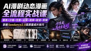 AI漫剧动态漫画全流程实战课：剧本+分镜+生图+运镜+视频+配音+剪辑，掌握Seedance2.0高质量成片技巧-副业网创