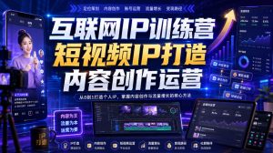互联网IP训练营，短视频IP打造，内容创作运营-副业网创