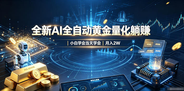 全新AI全自动黄金量化躺賺：小白学会当天学会，月入2W！【揭秘】-副业网创