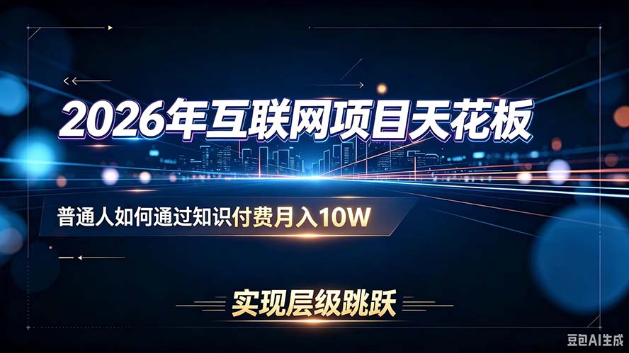 2026年互联网项目天花板：普通人如何通过知识付费月入10W，实现层级跳跃-副业网创