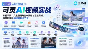 2026可灵AI视频实战-4小时干货课:从提示词、文生图到角色一致性与运镜剪辑,零基础掌握AI视频制作方法-副业网创
