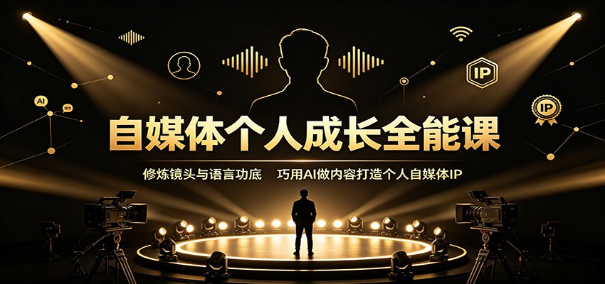 自媒体个人成长全能课:修炼镜头与语言功底,巧用AI做内容打造个人自媒体IP-副业网创