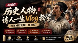 历史人物,诗人一生Vlog教学, AI制作丨伙伴计划丨精选收益丨商单收徒 ,新领域红利期,抓紧做-副业网创