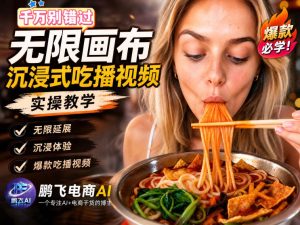 保姆级教程｜用AI无线画布做沉浸式吃播，3步直接出片，无线画布工作流，操作简单好上手-副业网创