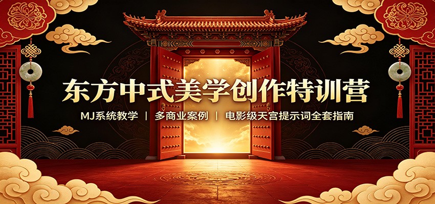 东方中式美学创作特训营:MJ系统教学,多商业案例,电影级天宫提示词全套指南-副业网创