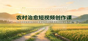 农村治愈短视频创作课：AI工具搭配剪辑技巧，零基础快速制作高质感田园治愈内容-副业网创