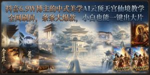 抖音6.9W博主的中式美学AI云顶天宫仙境教学，全网刷屏，条条大爆款，小白也能一键出大片-副业网创