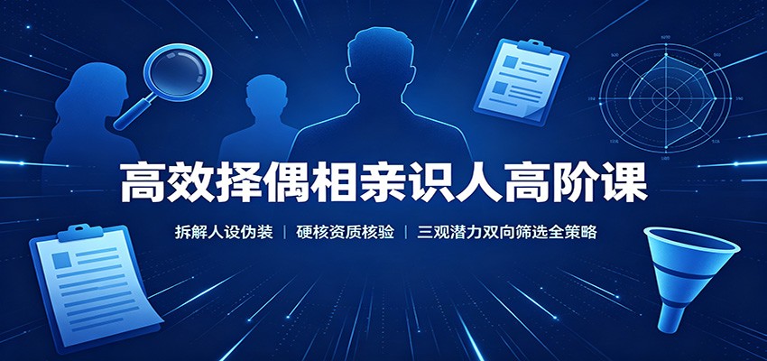 高效择偶相亲识人高阶课：拆解人设伪装，硬核资质核验，三观潜力双向筛选全策略-副业网创
