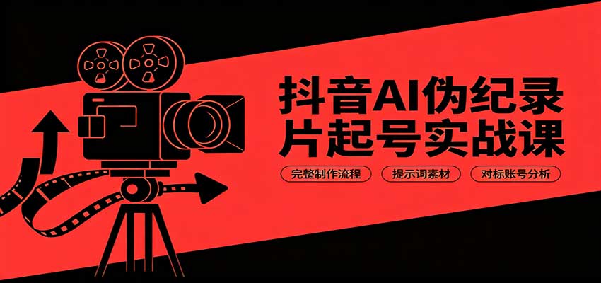 抖音AI伪纪录片起号实战课:完整制作流程,提示词素材,对标账号分析-副业网创
