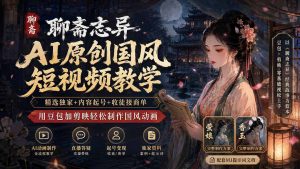 聊斋志异AI原创国风短视频教学;精选独家+内容起号+收徒接商单,用豆包加剪映轻松制作国风动画-副业网创