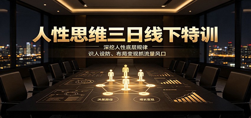人性思维三日线下特训:深挖人性底层规律,识人设防、布局变现抓流量风口-副业网创