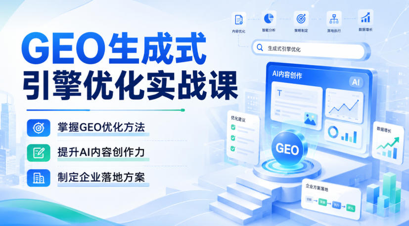 GEO生成式引擎优化实战课，掌握GEO优化方法，提升AI内容创作力，制定企业落地方案-副业网创