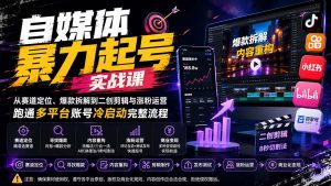 自媒体暴力起号实战课:从赛道定位、爆款拆解到二创剪辑与涨粉运营,跑通多平台账号冷启动完整流程-副业网创
