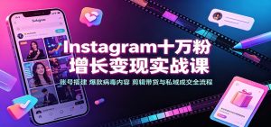 Instagram十万粉增长变现实战课:账号搭建、爆款病毒内容、剪辑带货与私域成交全流程-副业网创