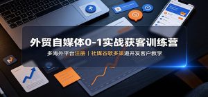 外贸自媒体0-1实战获客训练营：多海外平台注册，社媒谷歌多渠道开发客户教学-副业网创