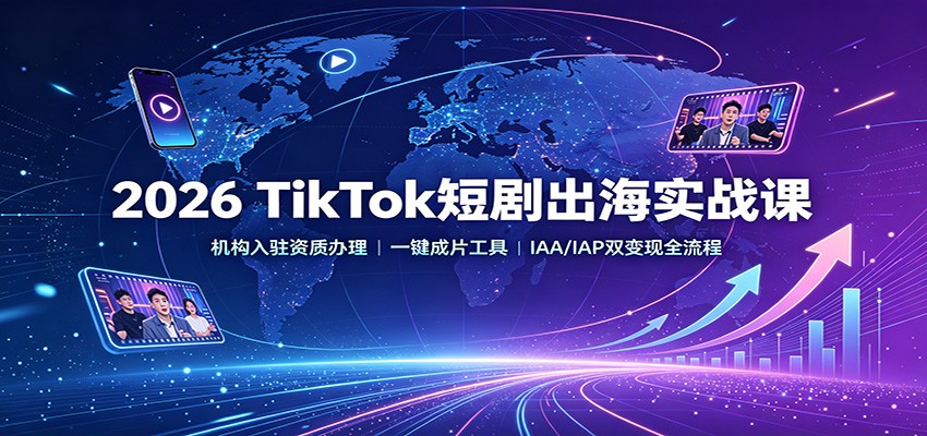 2026 TikTok短剧出海实战课：机构入驻资质办理，一键成片工具，IAA/IAP双变现全流程-副业网创