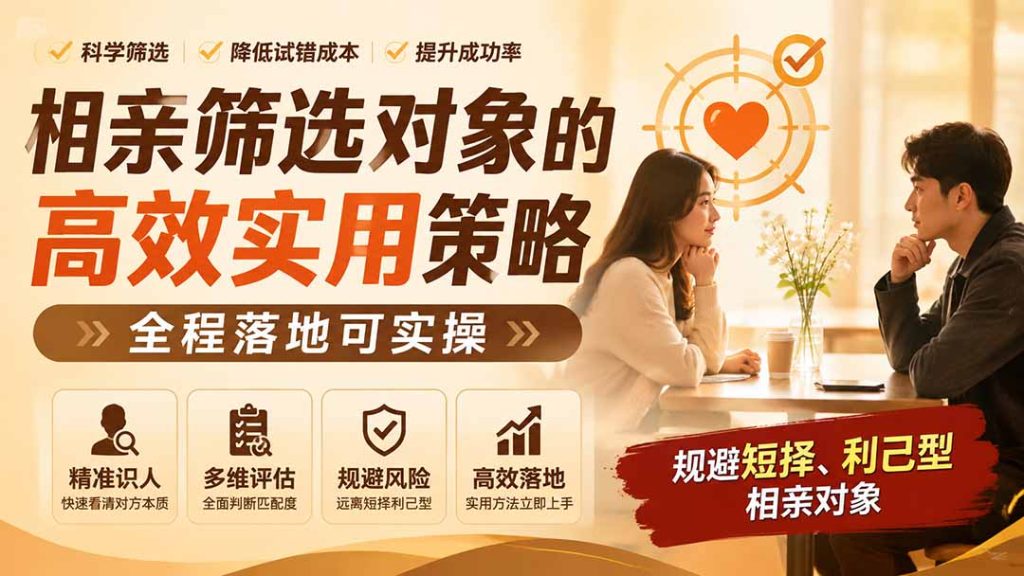 付费文章：相亲筛选对象的高效实用策略，全程落地可实操，规避短择、利己型相亲对象-副业网创