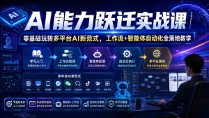 AI能力跃迁实战课|零基础玩转多平台AI新范式,工作流+智能体自动化全落地教学-副业网创