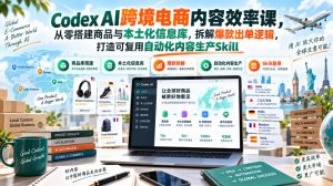 Codex AI跨境电商内容效率课,从零搭建商品与本土化信息库,拆解爆款出单逻辑,打造可复用自动化内容生产Skill-副业网创