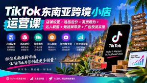 TikTok东南亚跨境小店运营课：店铺设置+选品定价+发货履约+达人联盟+短视频带货+广告投流实操-副业网创