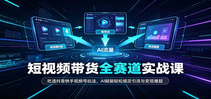 短视频带货全赛道:吃透抖音快手视频号玩法,AI赋能轻松搞定引流与变现难题-副业网创
