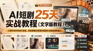 AI短剧25天实战教程(文字版教程)，从脚本创作到成片变现，系统掌握AI影视内容制作与商业接单能力-副业网创