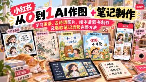 2026小红书AI内容创作从0到1：学习条漫、古诗词图片、绘本启蒙书制作及爆款笔记运营完整方法-副业网创